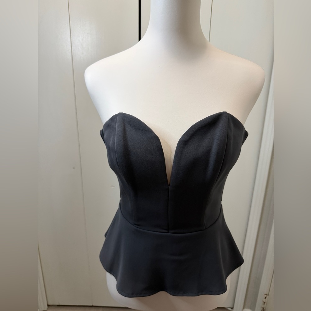 Amanda Uprichard Grey Strapless Top